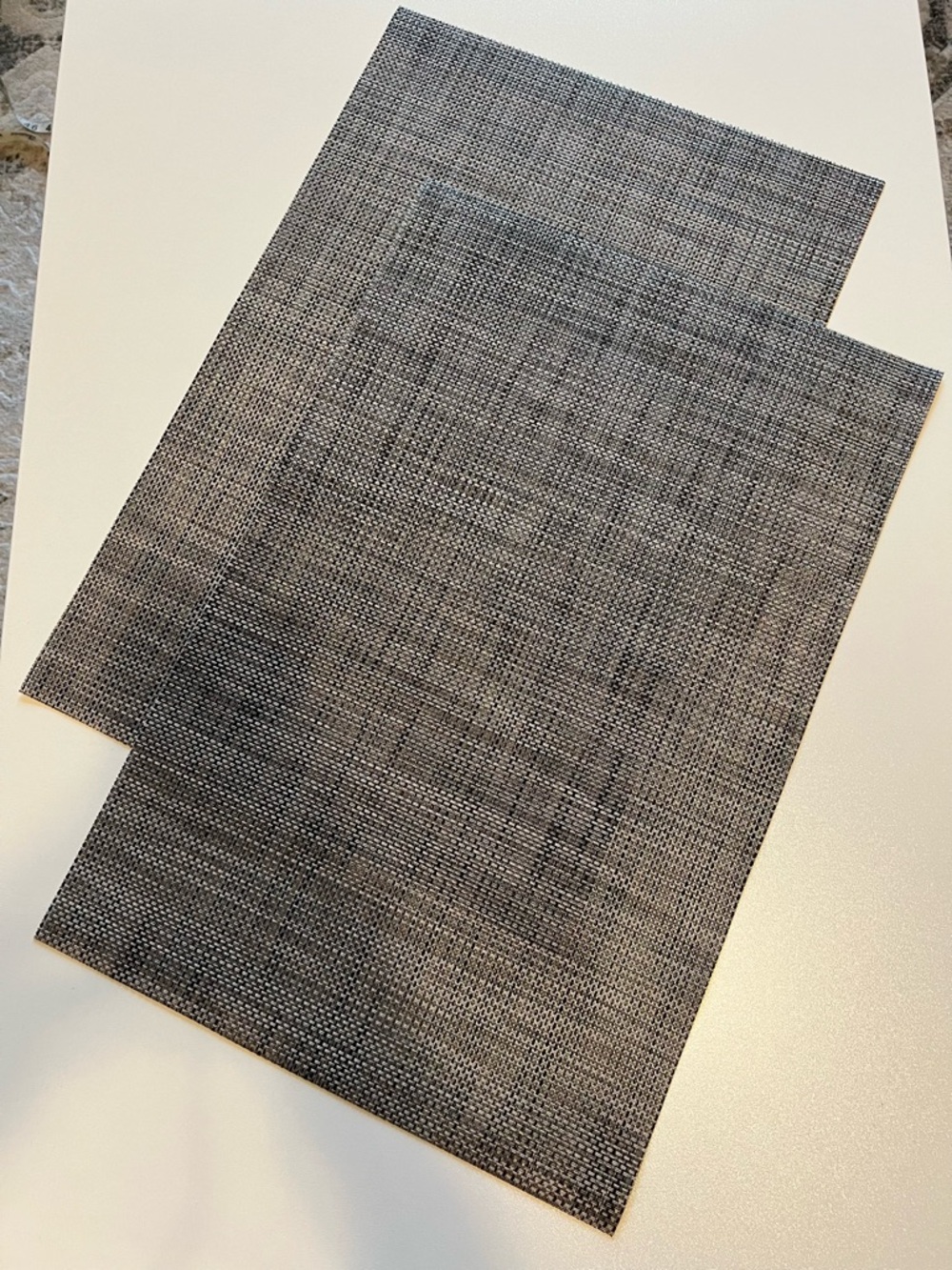 Set of 2 Gray/Black Vinyl Woven Placemats - NWOT
